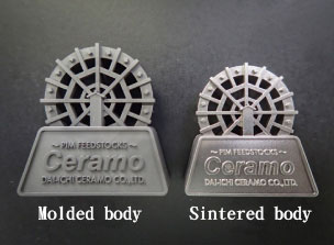 Left: Molded body / Right: Sintered body